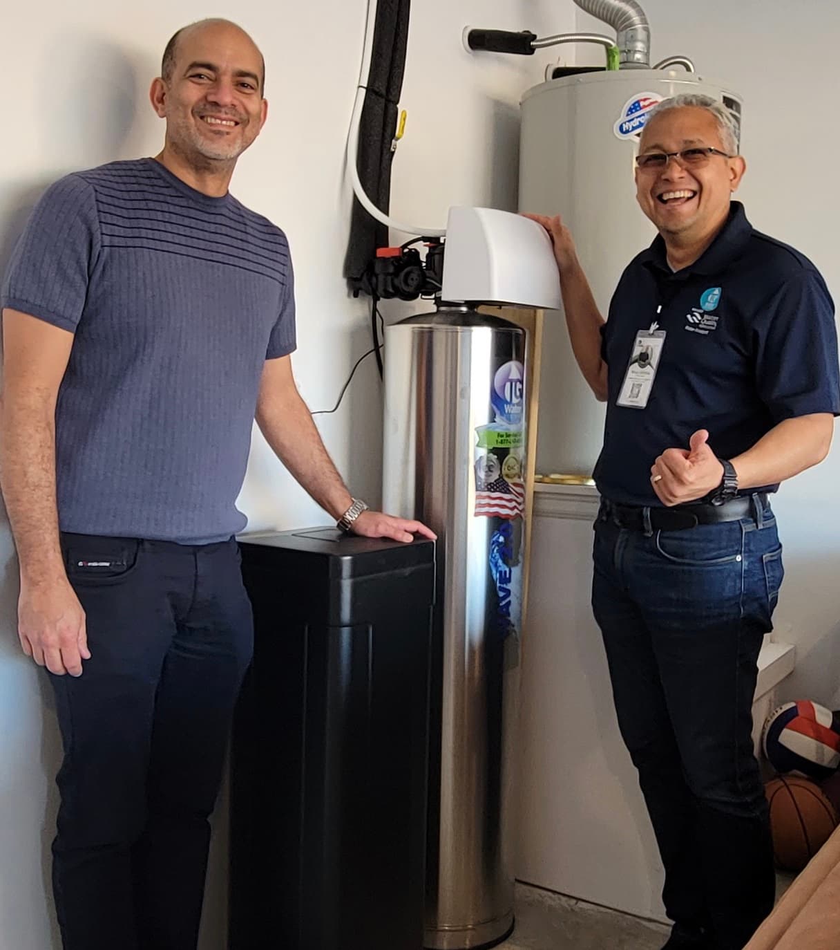 Customer with water softener system
