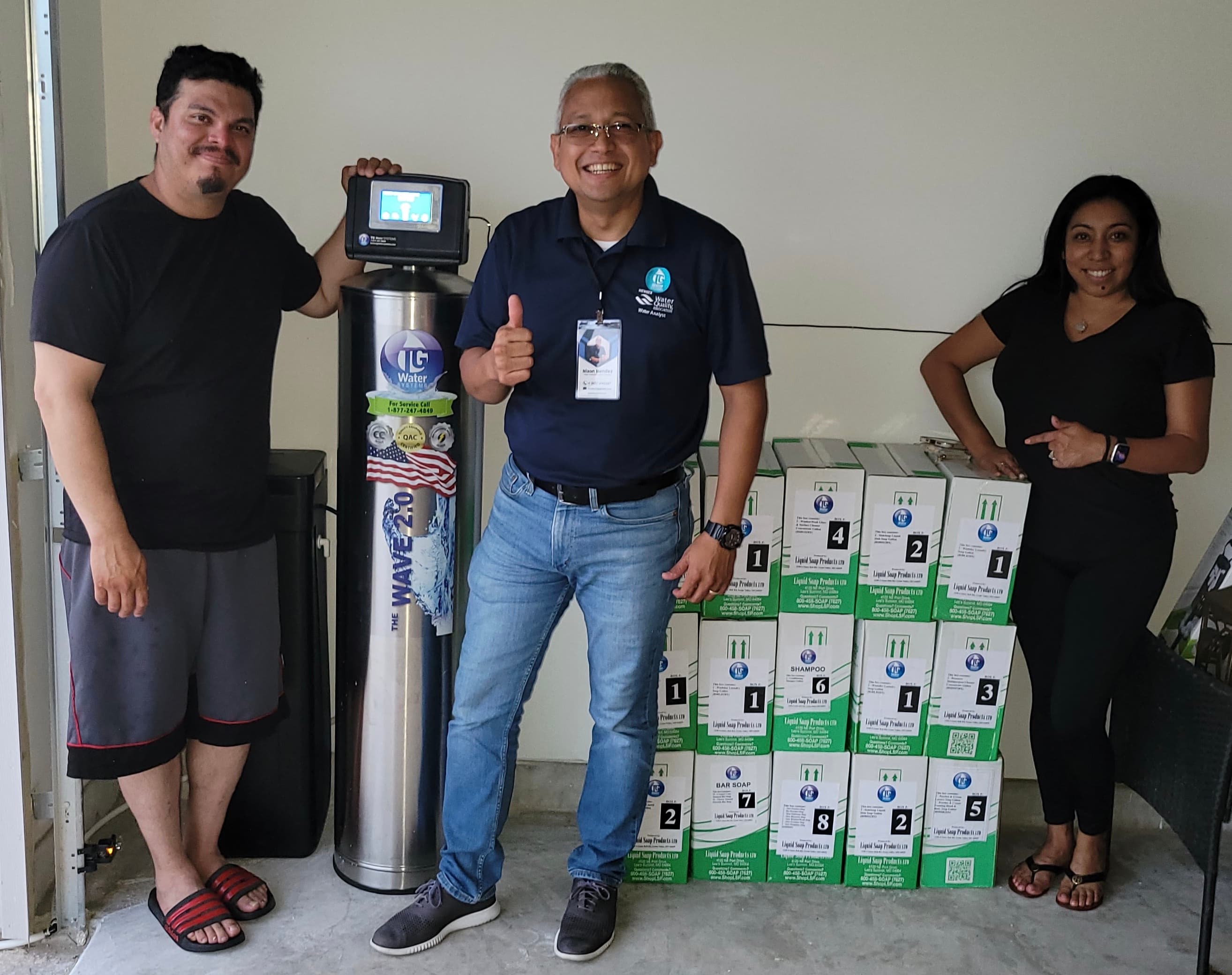 Happy family with new water system