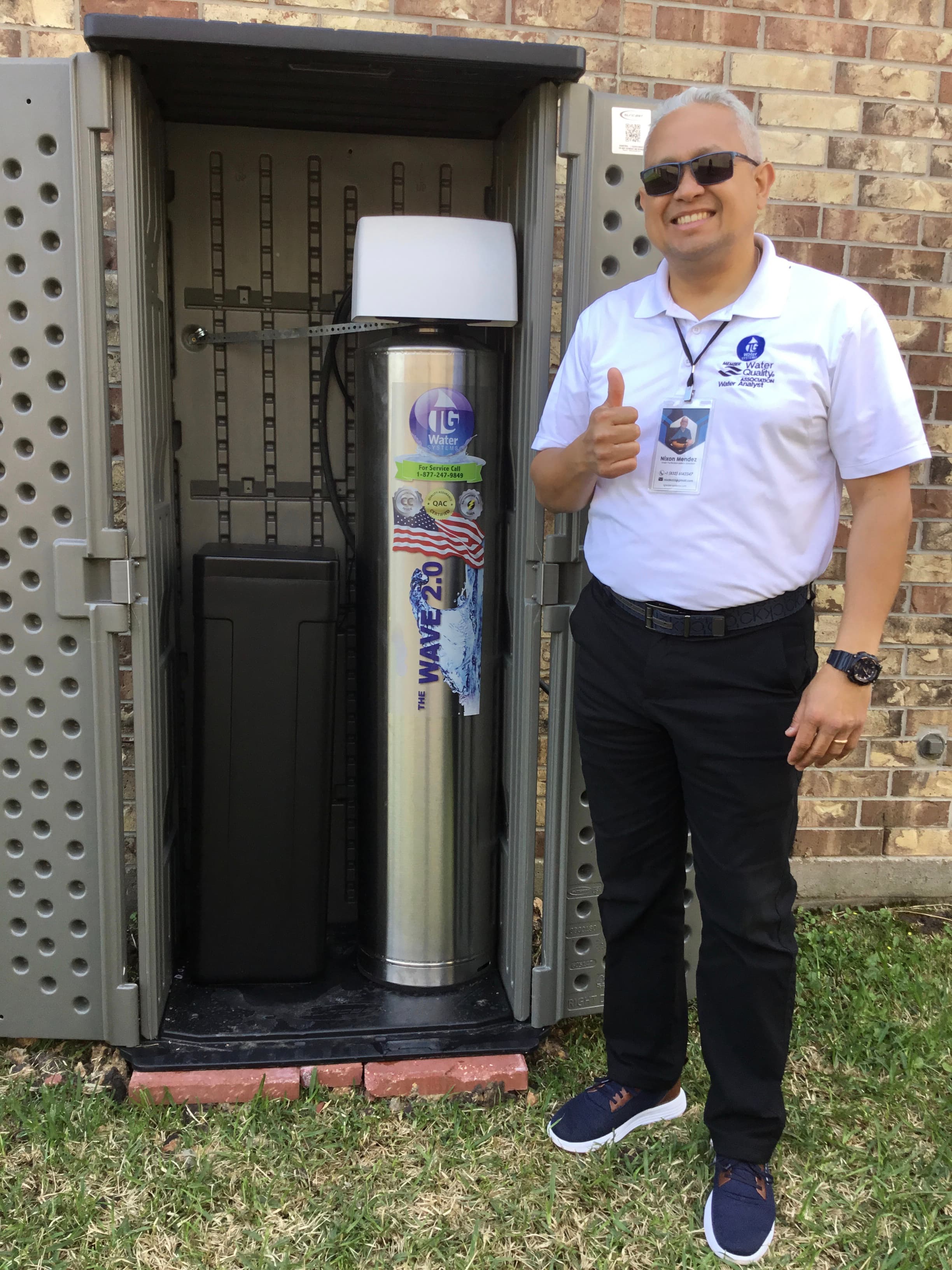 Customer with new water purification system